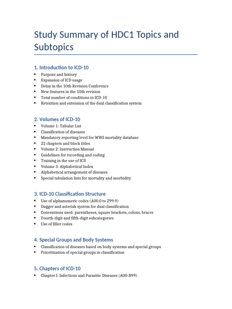Overview of ICD-10 Structure and Uses | PDF