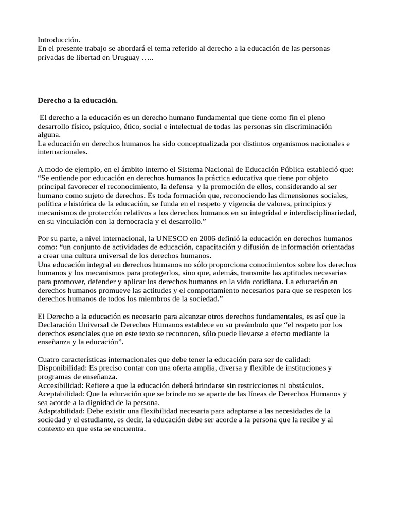 Derecho a la Educación en Prisión en Uruguay | PDF | Derechos humanos ...