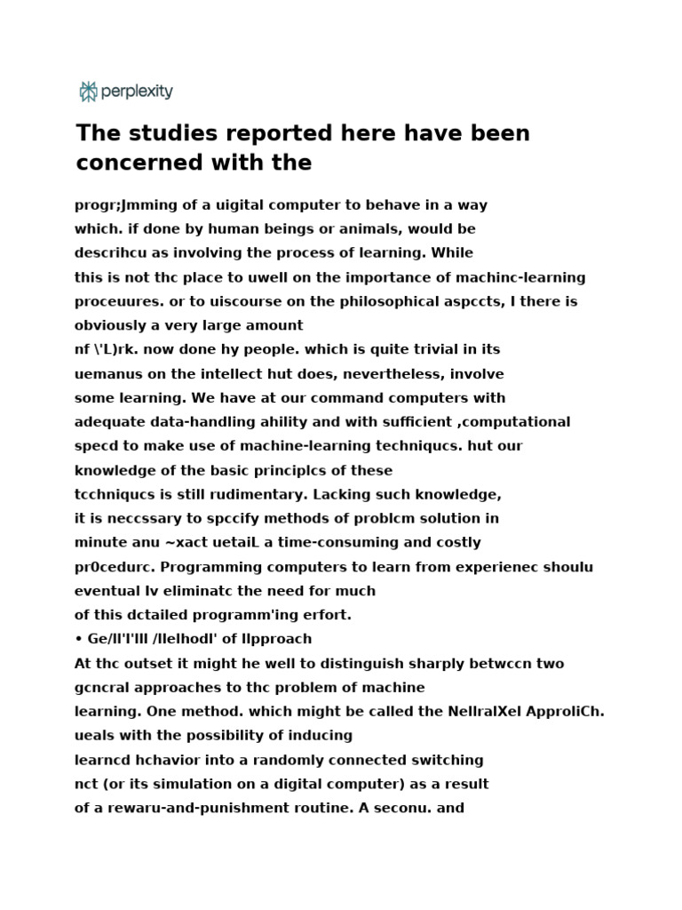 The Studies Reported Here Have Been Concerned With | PDF | Artificial ...