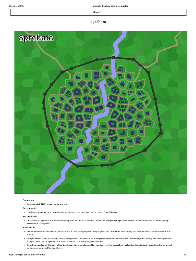 Donjon Fantasy Town Generator 4 | PDF