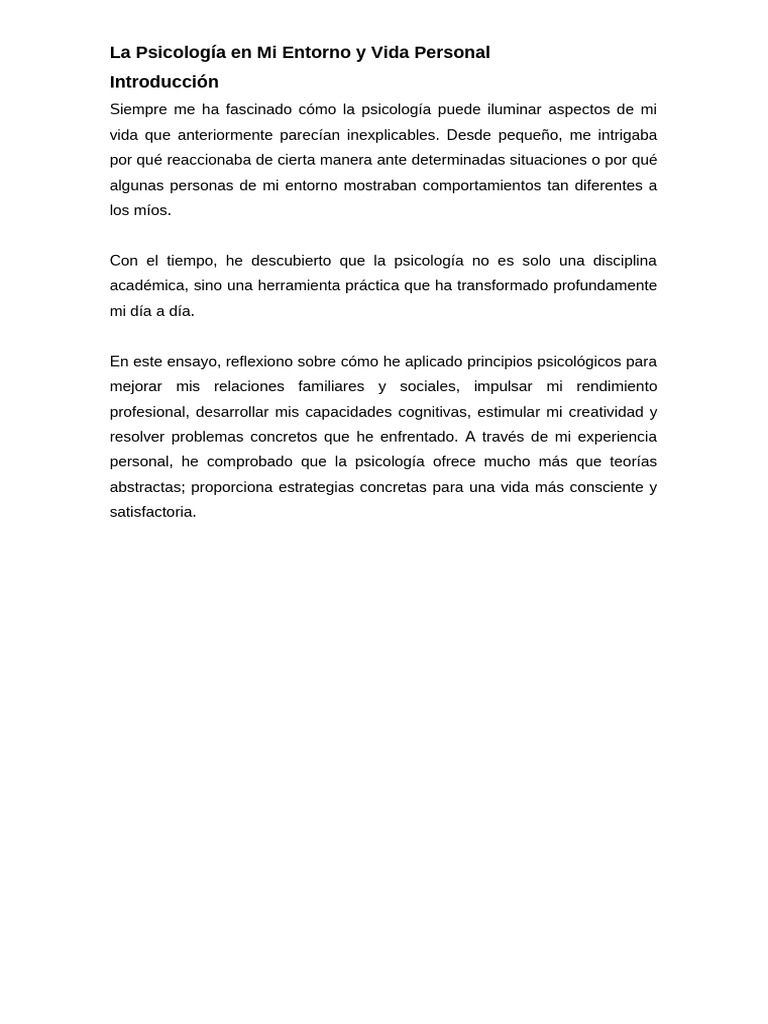 7La Psicología en Mi Entorno y Vida Personal | PDF | Sicología ...