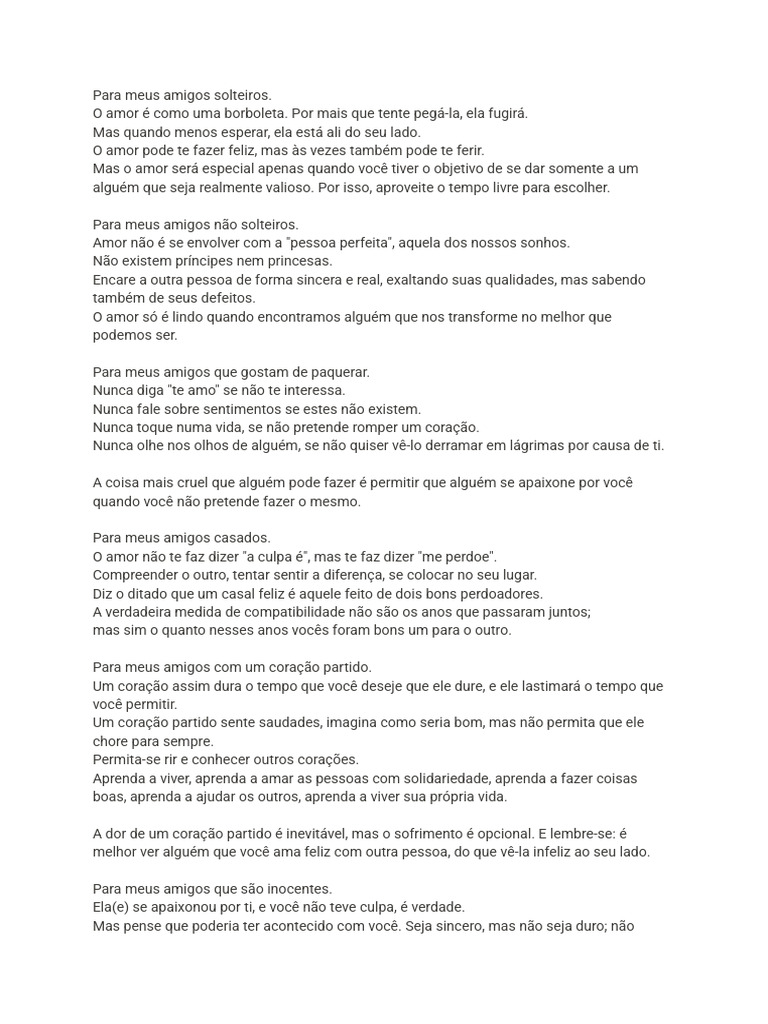 Reflexões sobre o Amor e Relacionamentos | PDF | Amor
