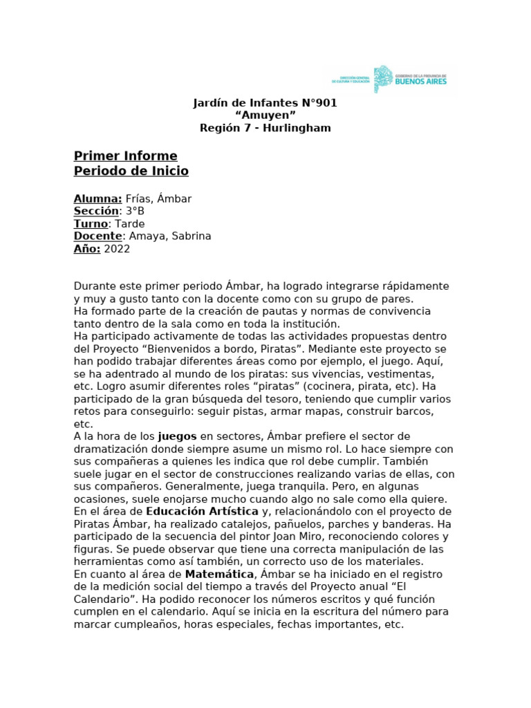 Primer Informe 901 - 2022 | PDF | Educación de la primera infancia ...