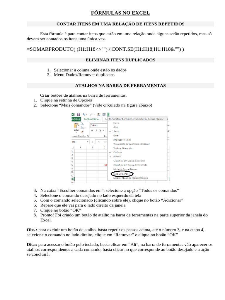 Fórmulas no excel | PDF | Macro (Ciência da Computação) | Matriz ...