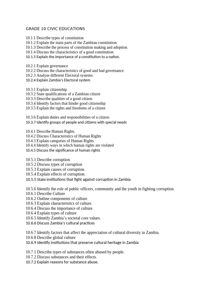 Grade 10 Civic Education Overview | PDF | Convention On The Rights Of ...