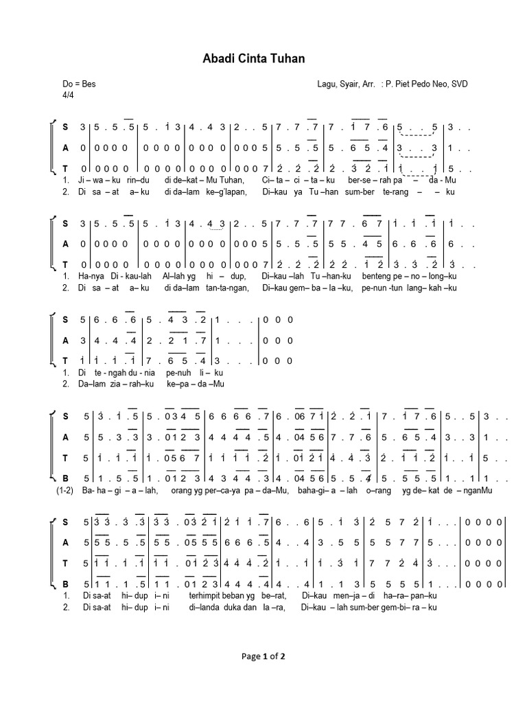 Lirik Lagu Abadi Cinta Tuhan | PDF