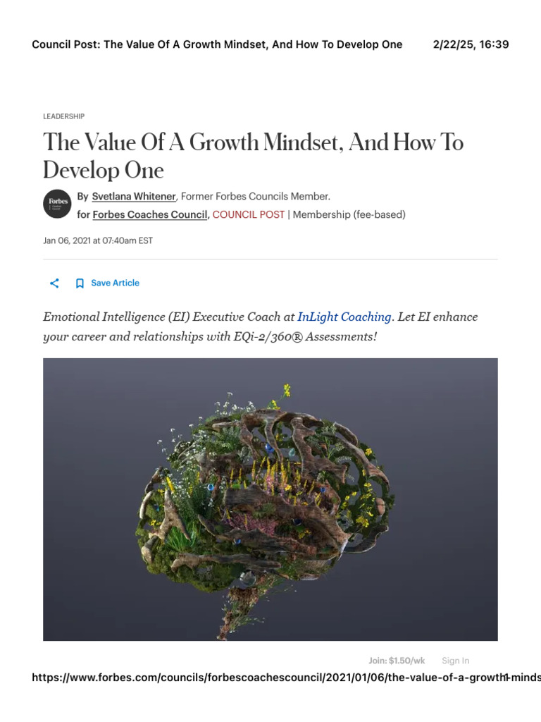 Forbes - Value of A Growth Mindset | PDF | Mindset | Emotional Intelligence