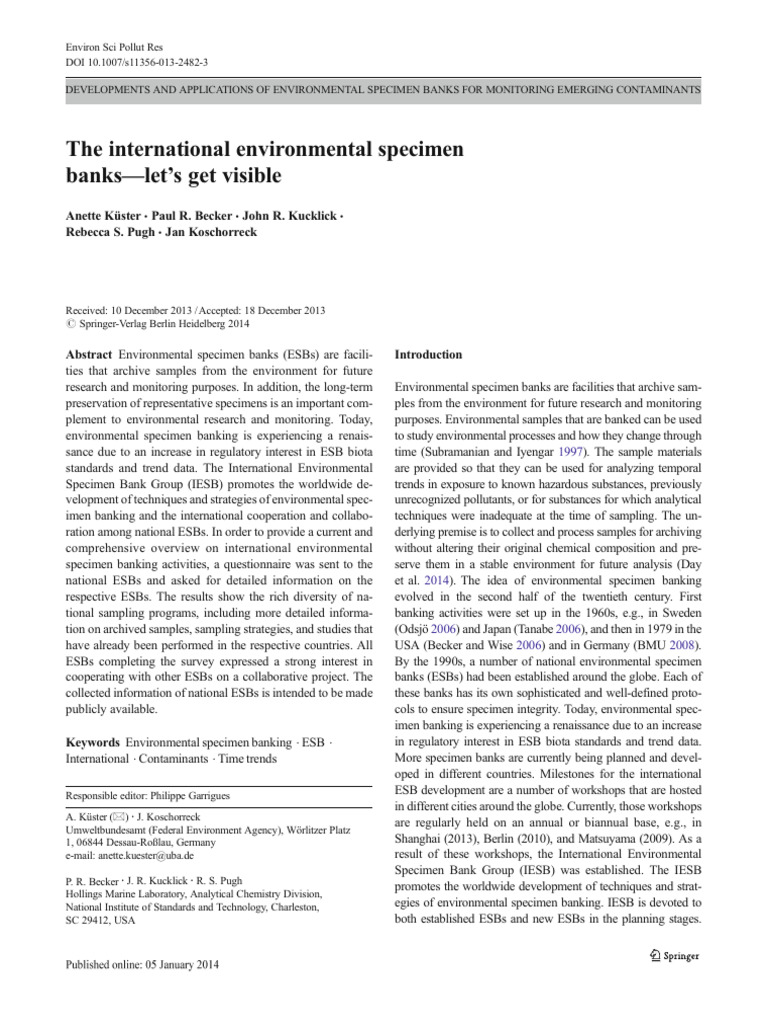 Global Environmental Specimen Banking Trends | PDF | Ecosystem ...