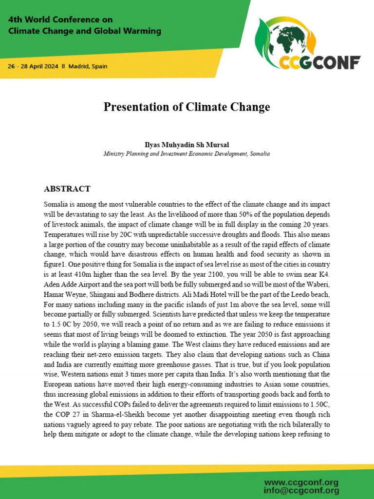 Presentation of Climate Change | PDF | Climate Change | Climate Change ...