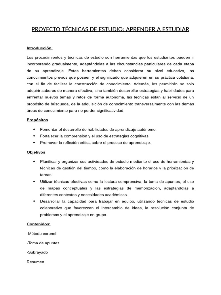Técnicas de Estudio Efectivas para Aprender | PDF | Habilidades de ...