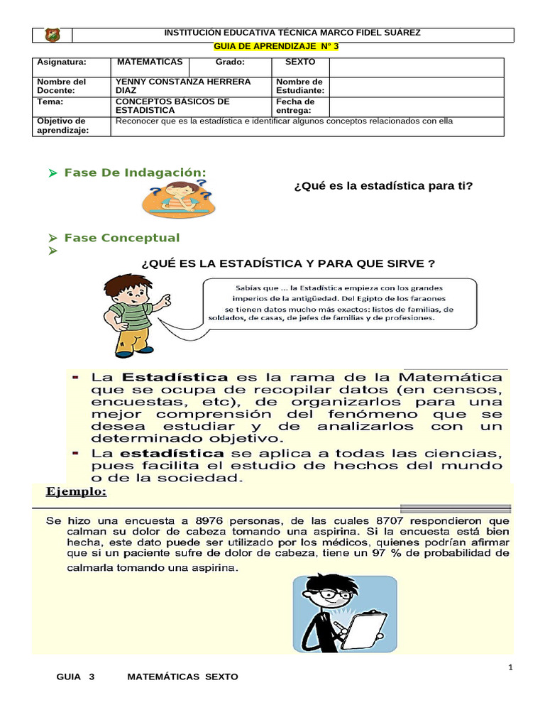 Guía de Estadística para Sexto Grado | PDF | Estadísticas | Aprendizaje