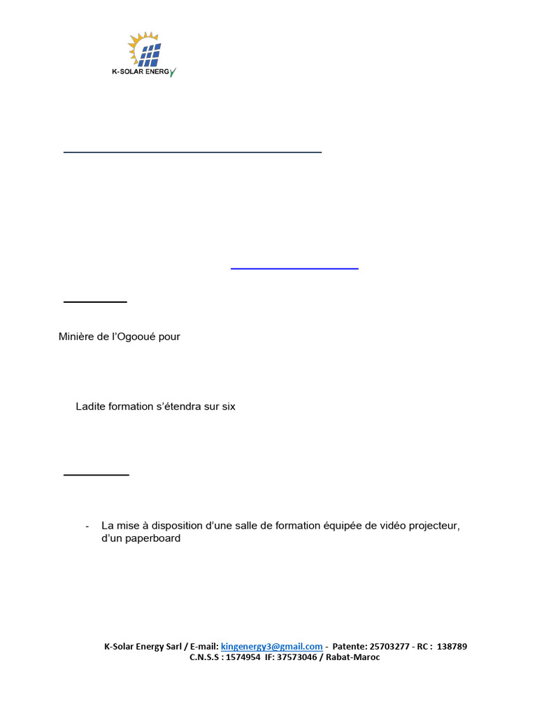 Devis Formation Solaire PV Hybride 100kWc | PDF