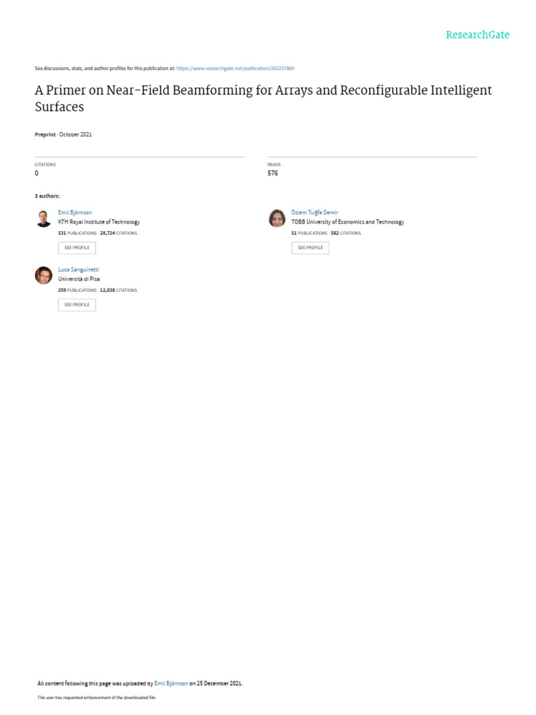 A Primer On Near-Field Beamforming For Arrays | PDF | Antenna (Radio ...
