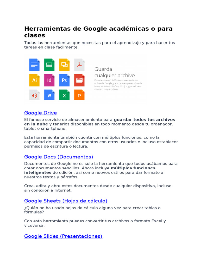 Herramientas de Google para Estudiantes | PDF | Youtube | Aplicación movil