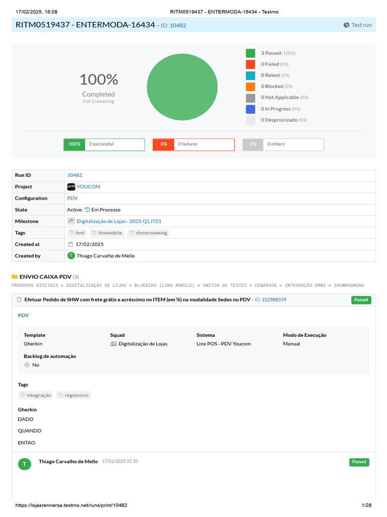Teste de Integração Linx Mobile PDV | PDF