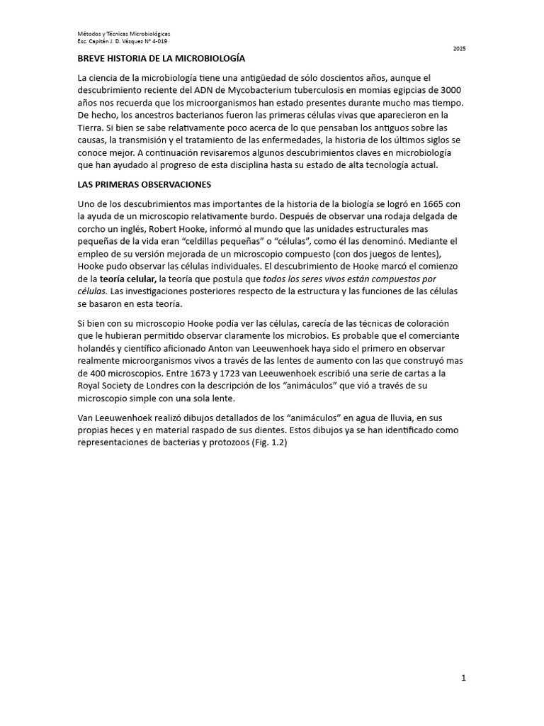 Hitos en la Historia de la Microbiología | PDF | Microorganismo ...
