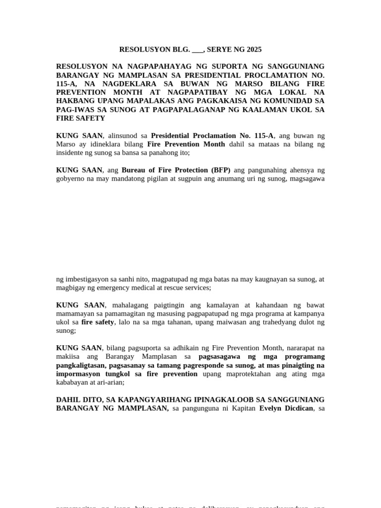 Fire Prevention Month Resolution | PDF