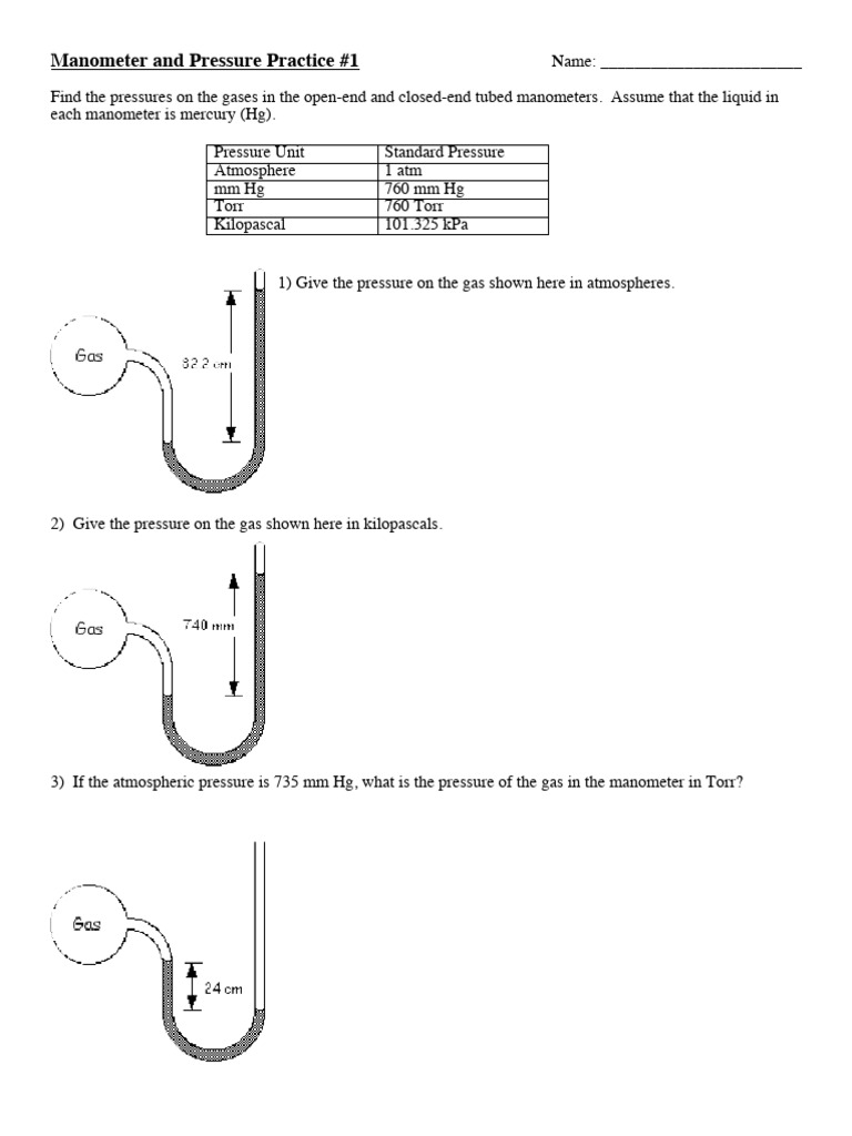 CW-HW - Manometer Pressure 1 | PDF