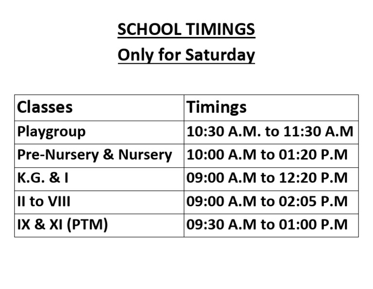 Oxford English School Saturday Timetable | PDF