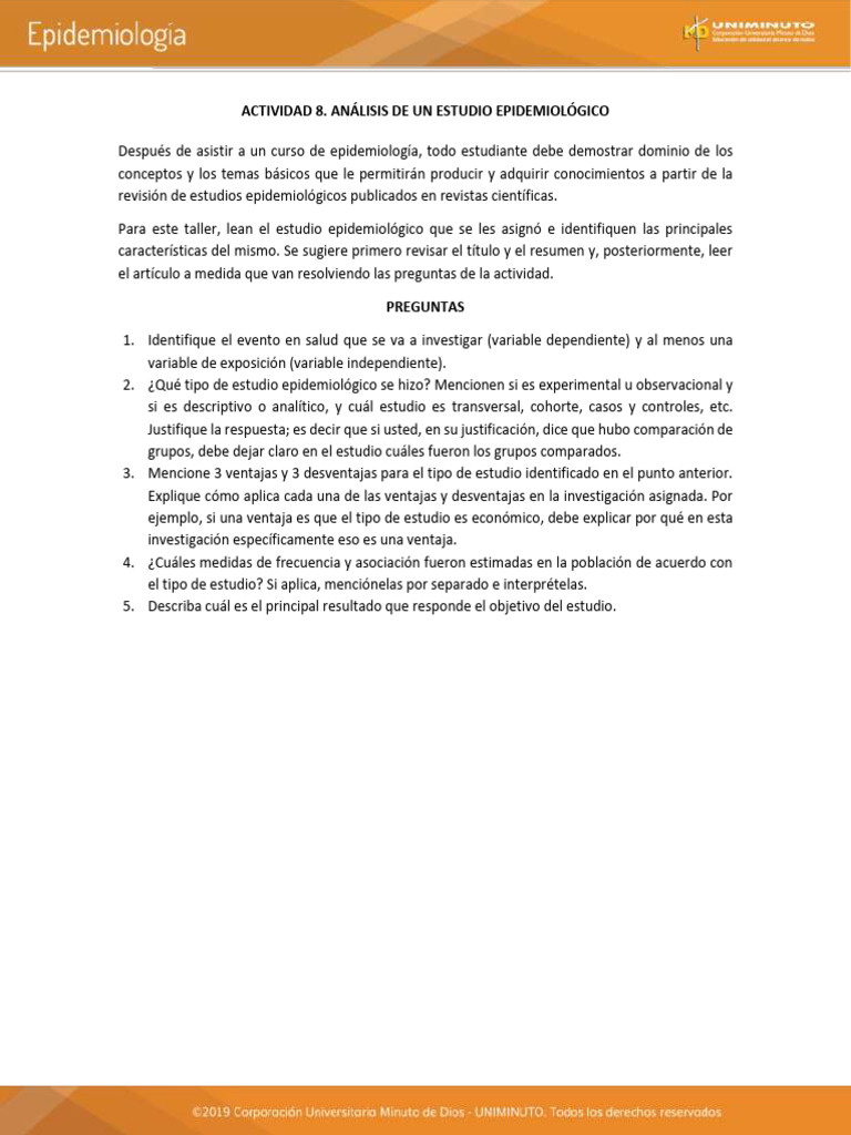 ANÁLISIS DE UN ESTUDIO EPIDEMIOLÓGICO ID 388478 Jennifer Enciso | PDF ...