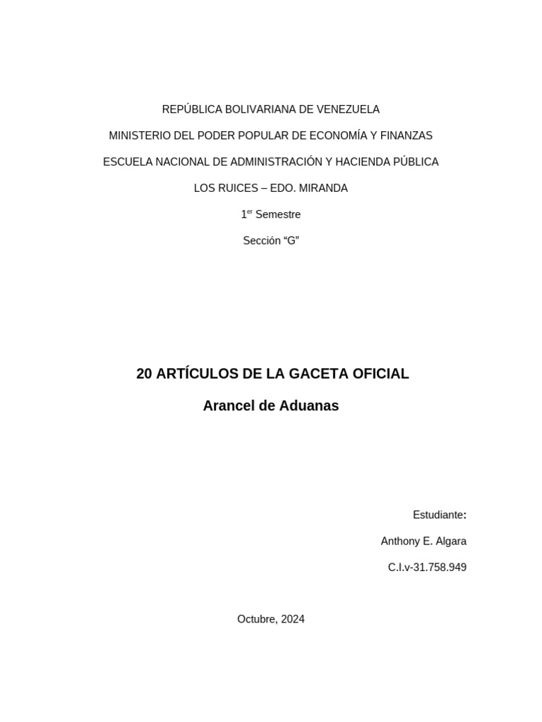 Arancel de Aduanas en Venezuela | PDF | aduana | Arancel