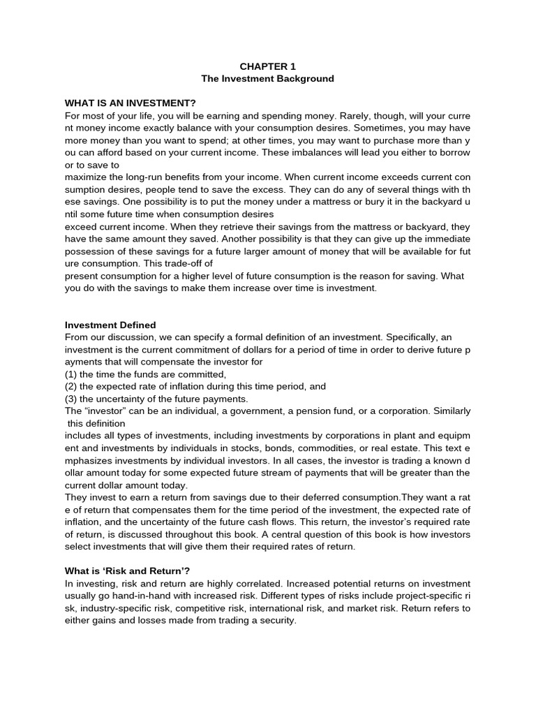 Investment Fundamentals and Risks | PDF | Financial Risk | Investing