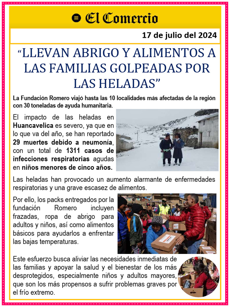 Ayuda a familias afectadas por heladas | PDF