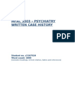 Mfac 3503 - Psychiatry Written Case History: Student No. z3167924 Word Count: 1800