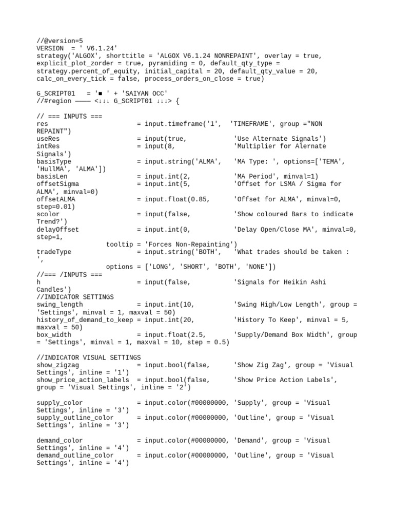 ALGOX V6.1.24 Trading Strategy Script | PDF | Visual Cortex