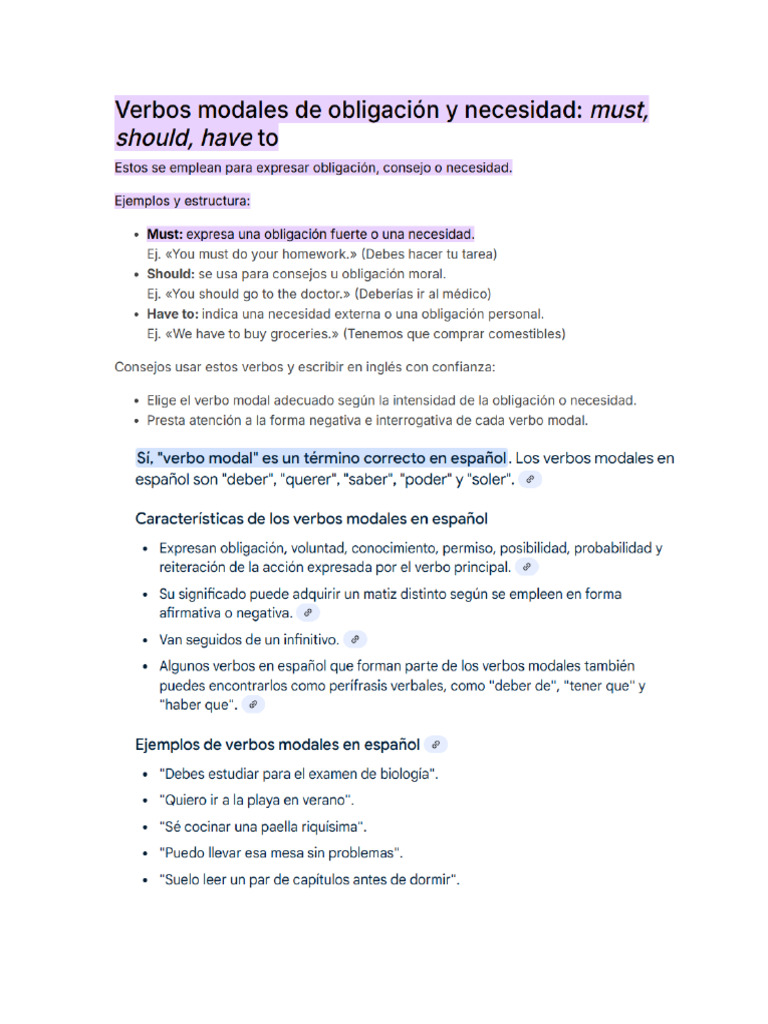 Verbos Modales en Español | PDF