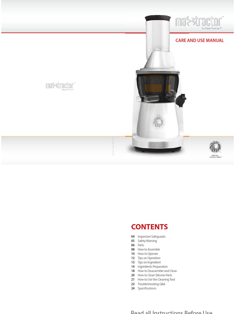 Maxtractor Manual Páginas 1 6 | PDF | Juice | Diet & Nutrition