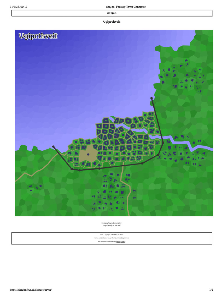 Fantasy Town Generator by Donjon | PDF
