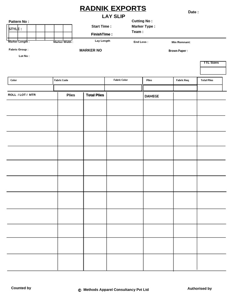 Radnik Exports Production Slip Details | PDF