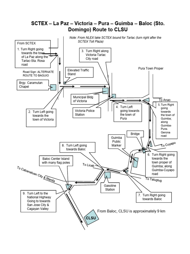 SCTEX Routes to CLSU Navigation Guide | PDF | Road | Road Infrastructure