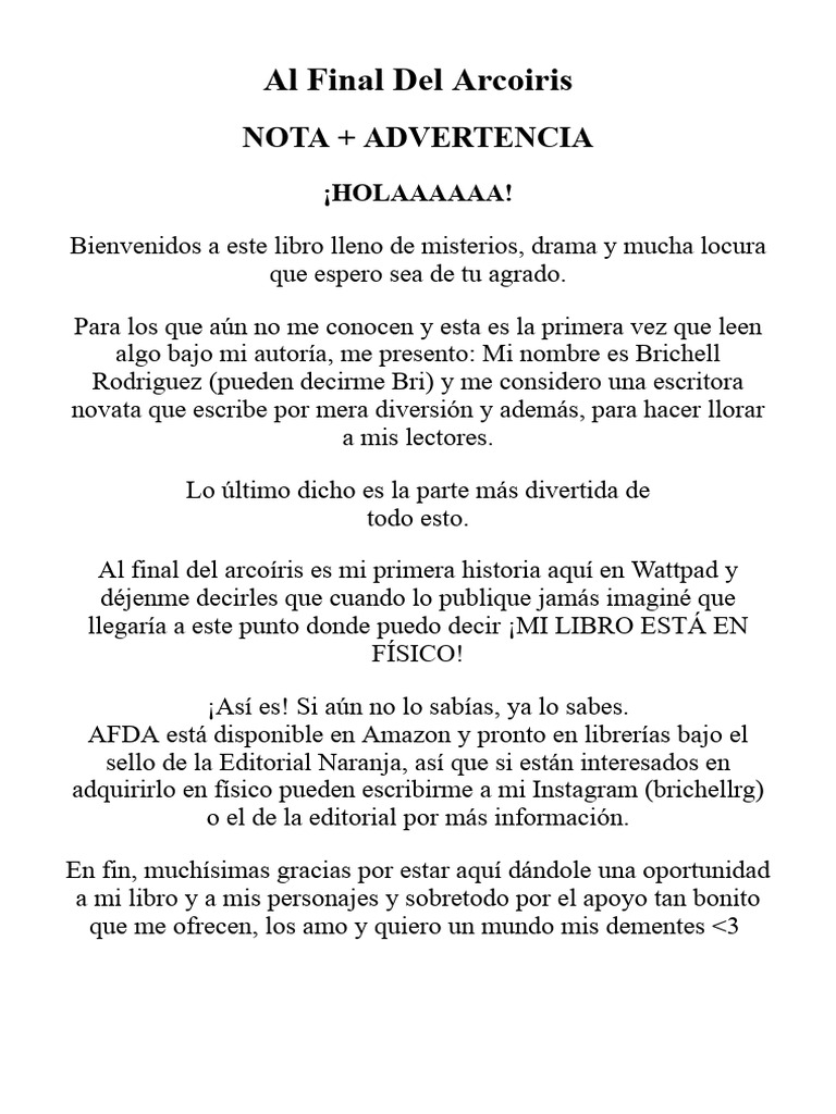 Al Final Del Arcoíris: Novela de Drama y Locura | PDF