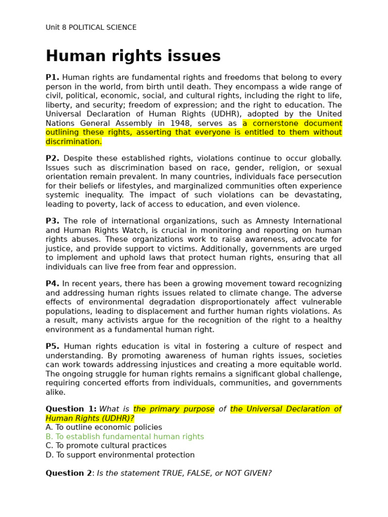 Human Rights Issues and Education | PDF | Human Rights | Discrimination