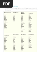 AdjectivesAnchorChart 1 | PDF | Languages | Foreign Language Studies