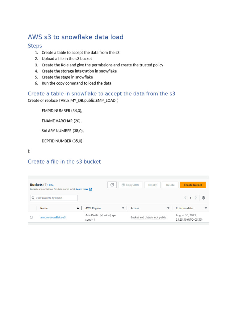 AWS s3 To Snowflake Data Load - v01 | PDF | Amazon Web Services ...