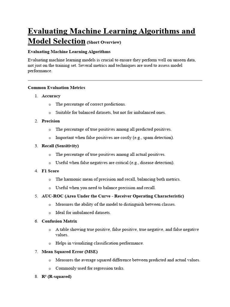 Evaluating Machine Learning Algorithms and Model Selection | PDF ...