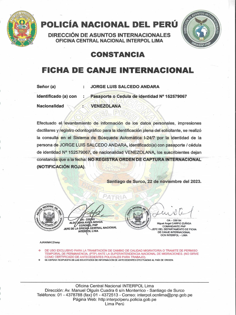 Ficha de Interpol | PDF