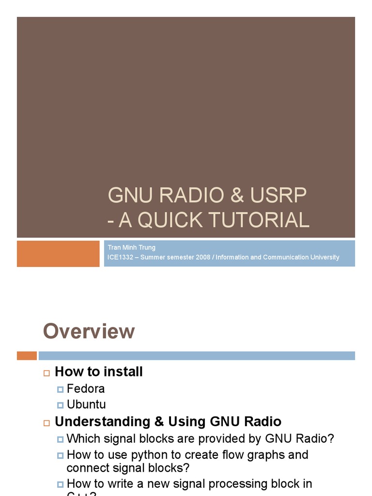 Gnu Radio Usrp Quick Tutorial | PDF | Art | Computers