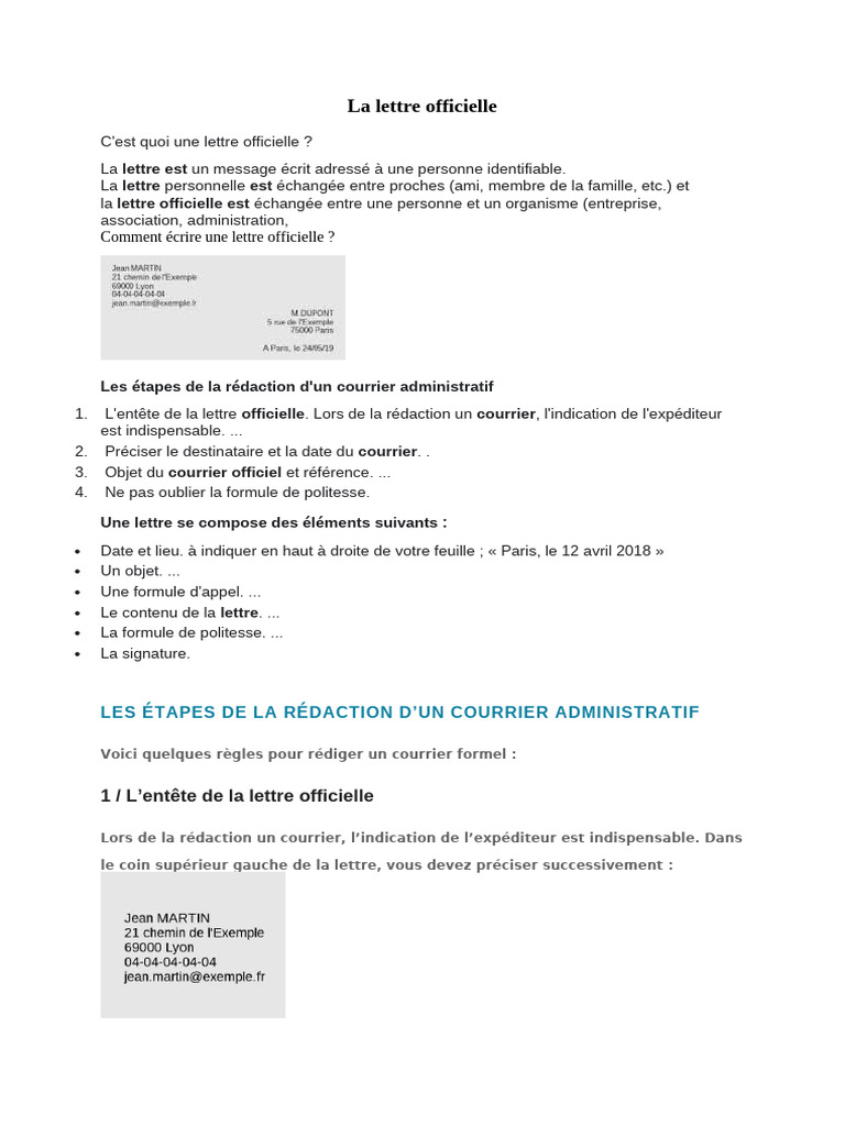 Guide de rédaction d'une lettre officielle | PDF