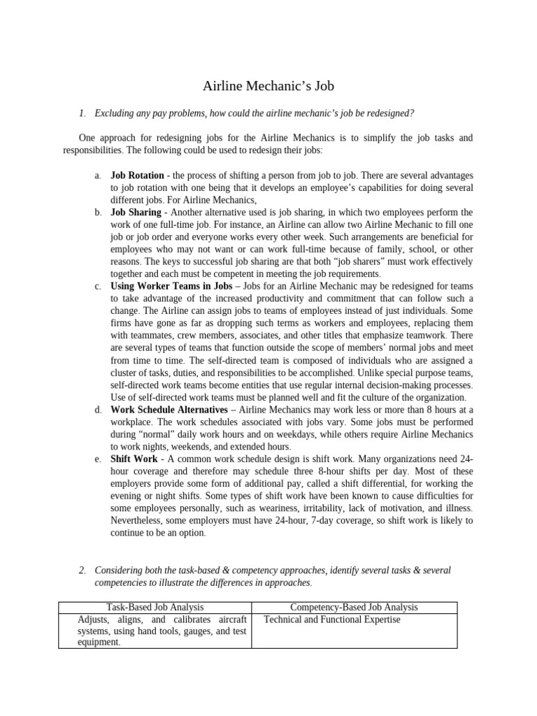 Airline Mechanic's Job - Case Analysis | PDF | Business | Economies