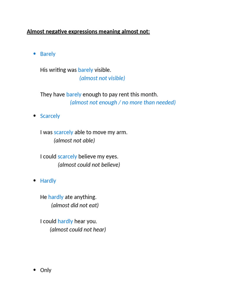 Understanding Almost Negative Expressions | PDF