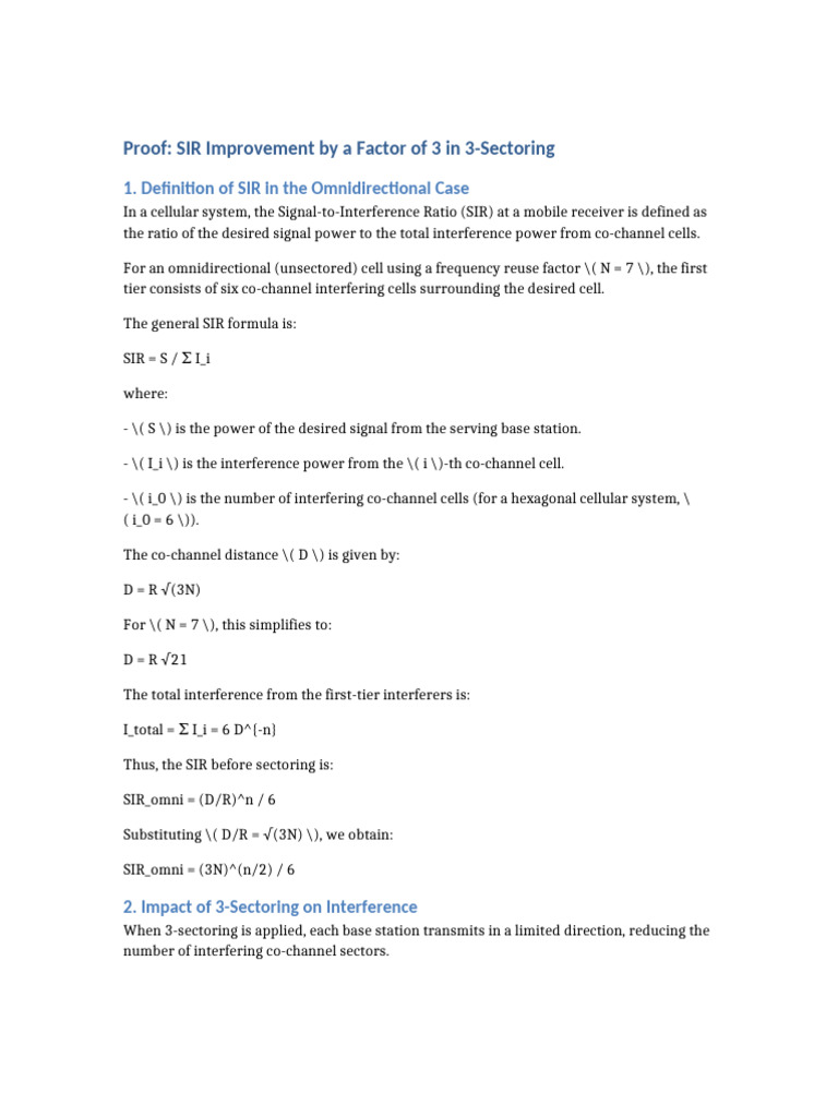 SIR Improvement with 3-Sectoring | PDF