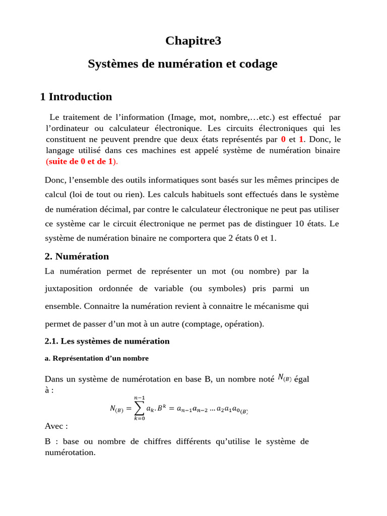 Systèmes de numération et codage | PDF | Décimal codé binaire | Notation