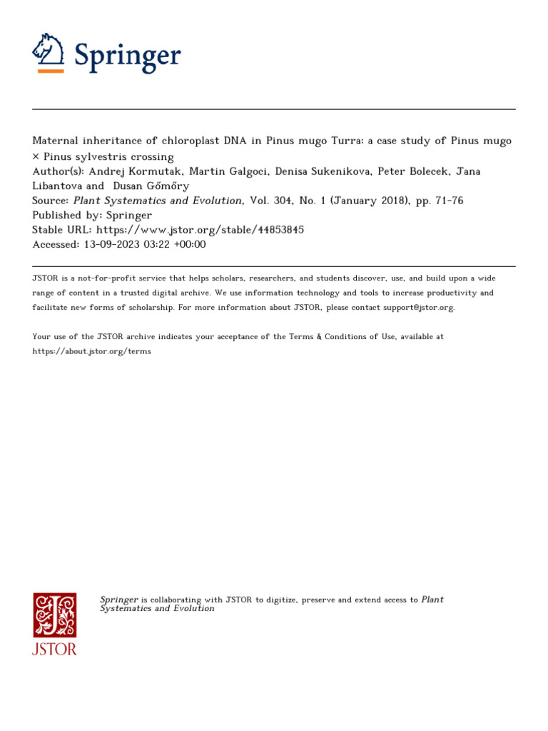 Maternal Inheritance of cpDNA in Pines | PDF | Agarose Gel ...