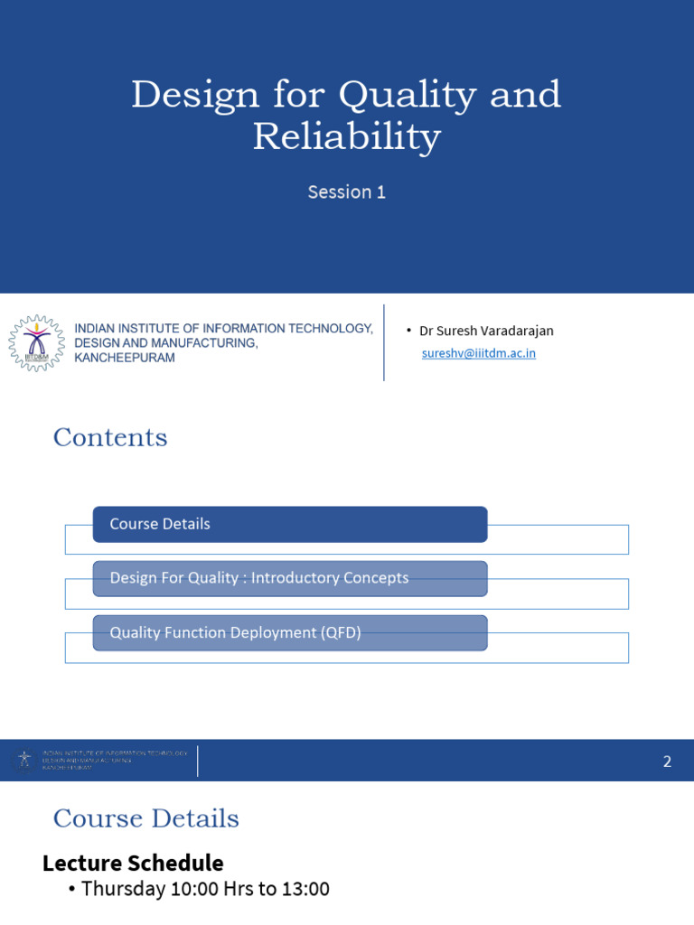 Design for Quality and Reliability Overview | PDF | Reliability ...