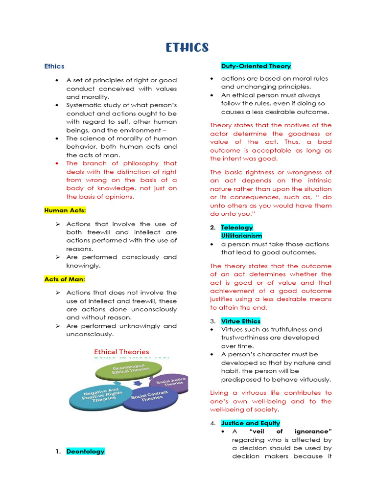 Ethics and Moral Principles Overview | PDF