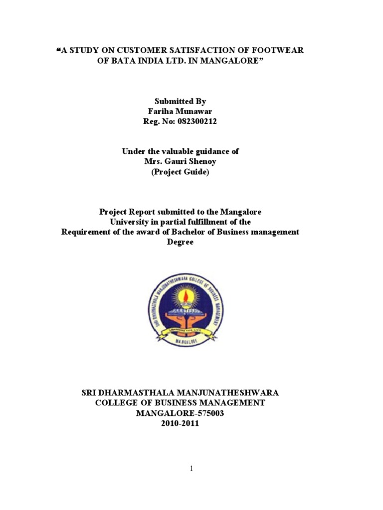 project report on bata shoes